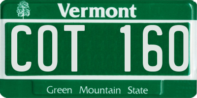 VT license plate COT160
