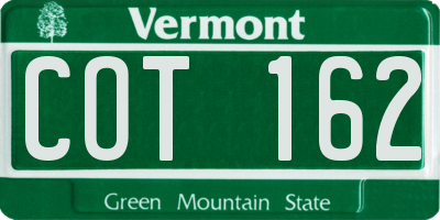 VT license plate COT162