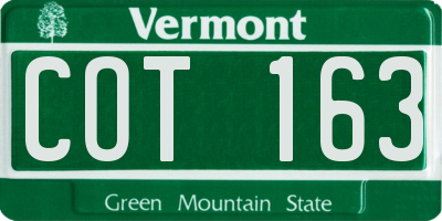 VT license plate COT163