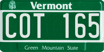 VT license plate COT165