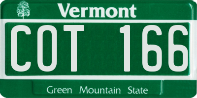 VT license plate COT166