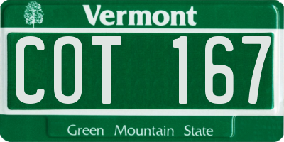 VT license plate COT167