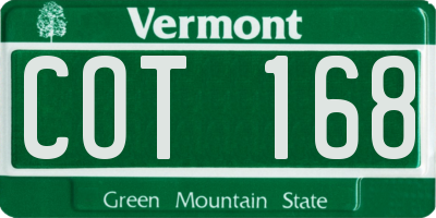 VT license plate COT168