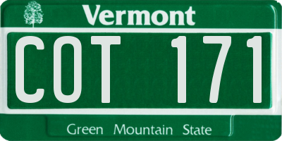 VT license plate COT171