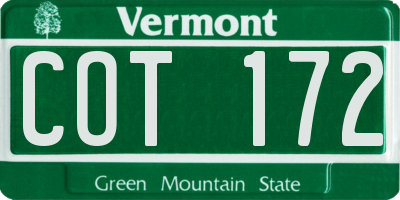 VT license plate COT172