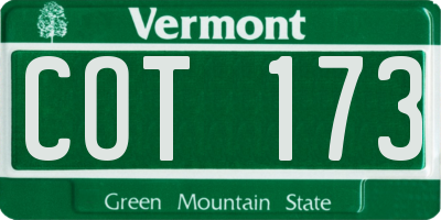 VT license plate COT173