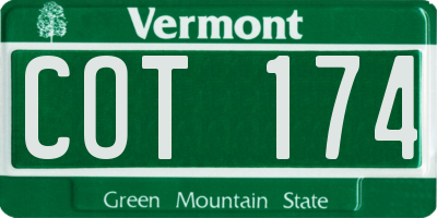 VT license plate COT174