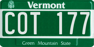 VT license plate COT177