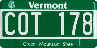 VT license plate COT178