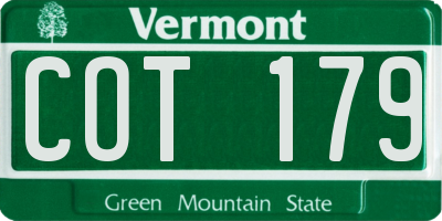 VT license plate COT179