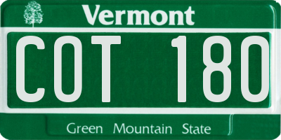VT license plate COT180