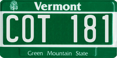 VT license plate COT181