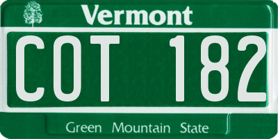 VT license plate COT182