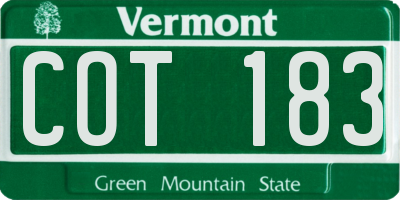 VT license plate COT183