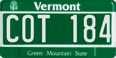 VT license plate COT184
