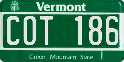 VT license plate COT186