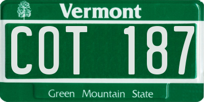 VT license plate COT187
