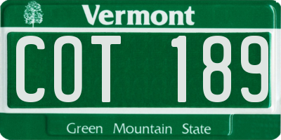 VT license plate COT189