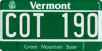 VT license plate COT190