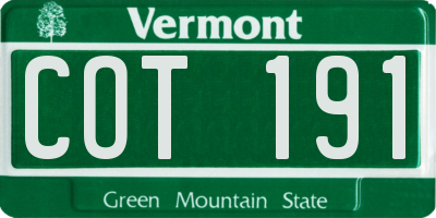 VT license plate COT191