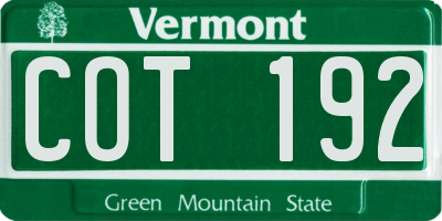 VT license plate COT192