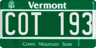 VT license plate COT193