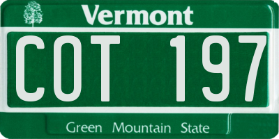 VT license plate COT197