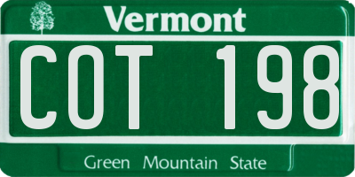 VT license plate COT198