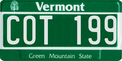 VT license plate COT199