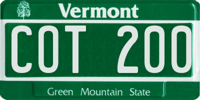 VT license plate COT200