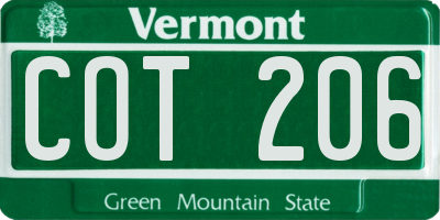 VT license plate COT206