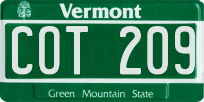 VT license plate COT209