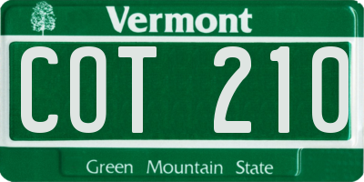 VT license plate COT210