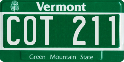 VT license plate COT211