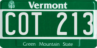 VT license plate COT213