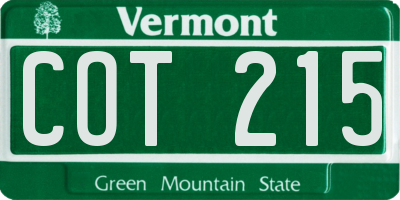 VT license plate COT215