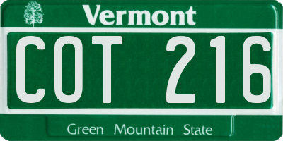 VT license plate COT216