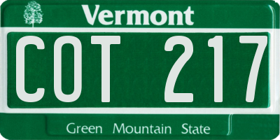 VT license plate COT217