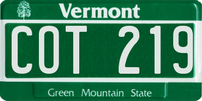 VT license plate COT219