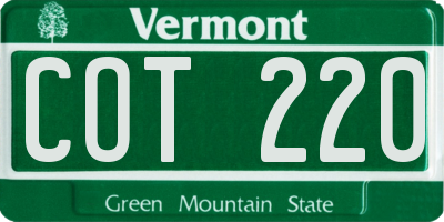 VT license plate COT220