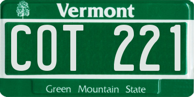 VT license plate COT221