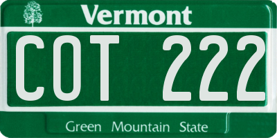 VT license plate COT222
