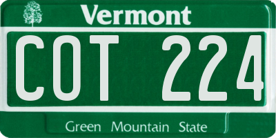 VT license plate COT224