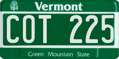 VT license plate COT225