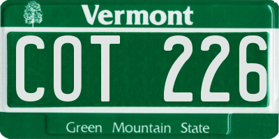 VT license plate COT226