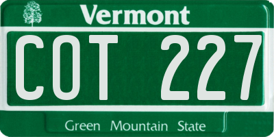 VT license plate COT227