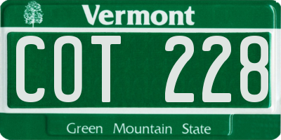 VT license plate COT228