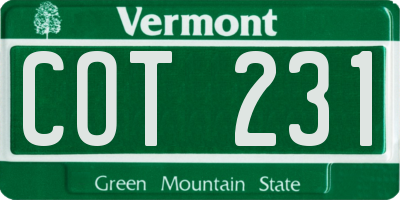 VT license plate COT231