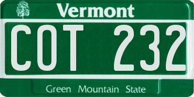 VT license plate COT232