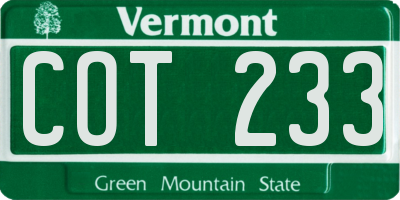 VT license plate COT233